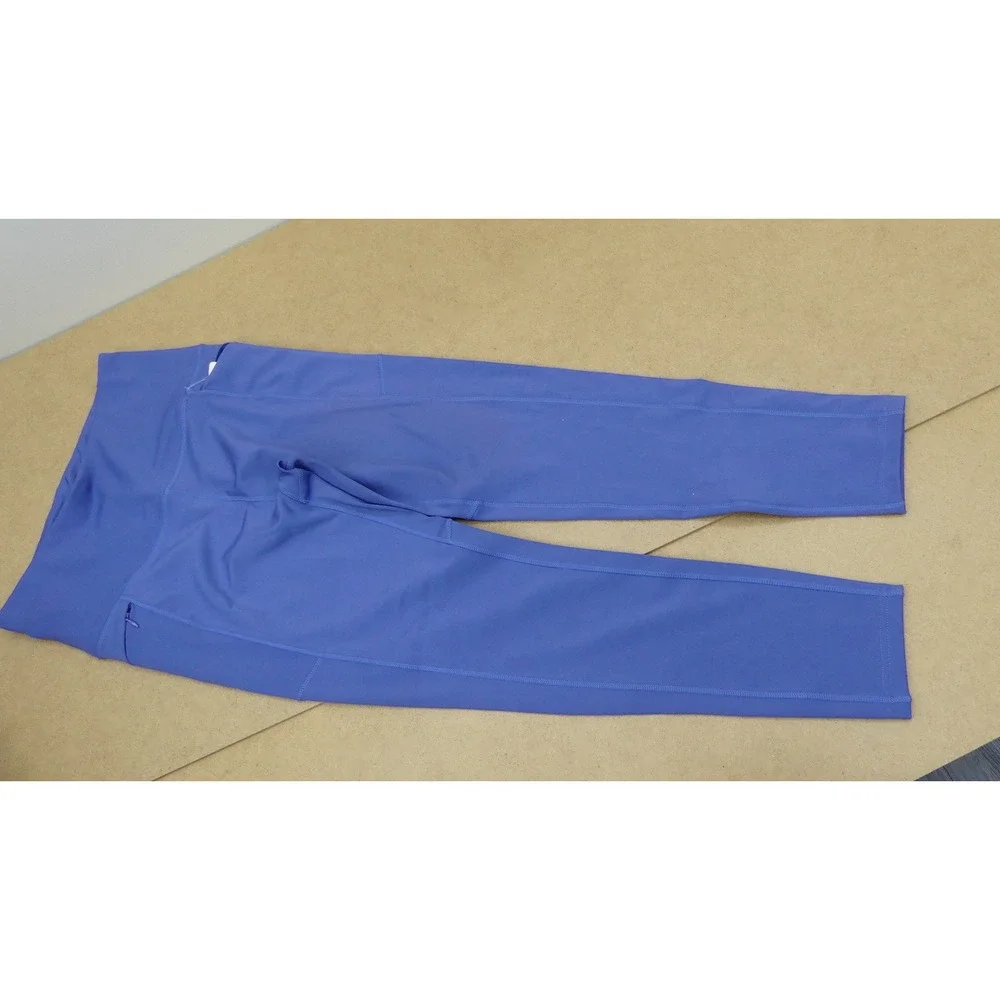 Nicole Miller Sport Leggings Womens Large Plum Blue Media Pocket NM70211